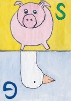 Spielkarte Schwein und Gans